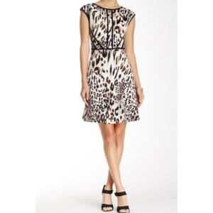 SANDRA DARREN Women's Leopard Print Sleeveless Fit & Flare Dress Size 10